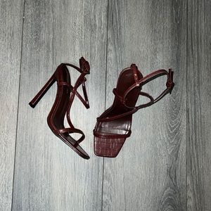 Brown Crocodile Pattern Heels